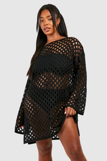 Black Plus Crotchet Beach Mini Dress