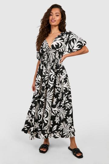 Printed Puff Sleeve Maxi mono