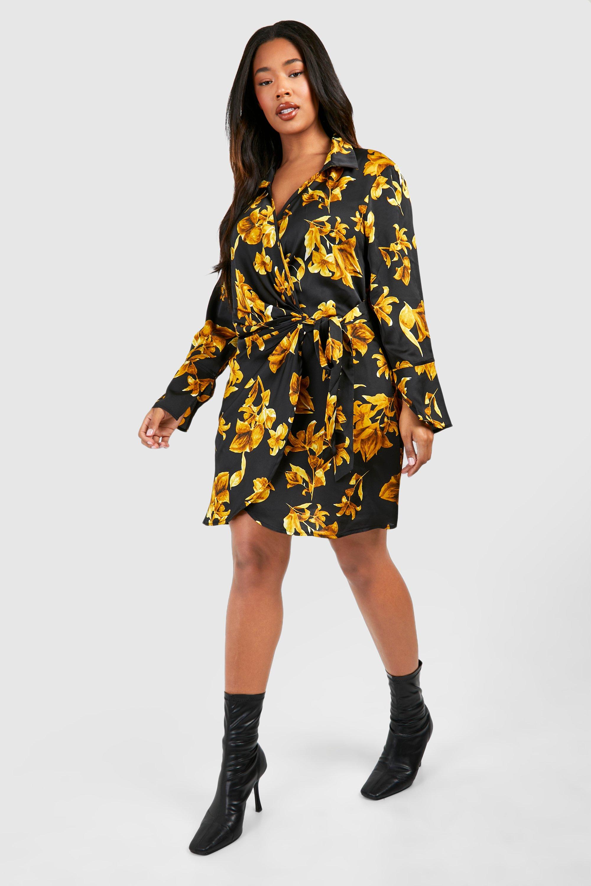 Boohoo floral 2025 shirt dress