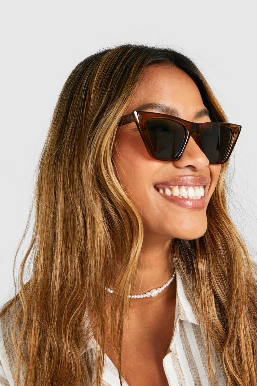 Angular Tinted Sunglasses, Brown