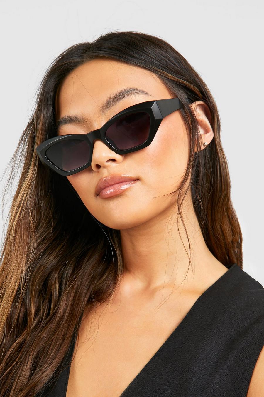 Black Hexagon Angled Sunglasses