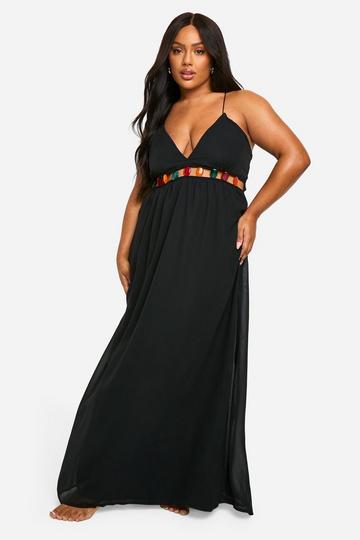 Plus Maxi Strand Jurk Met Kraaltjes black