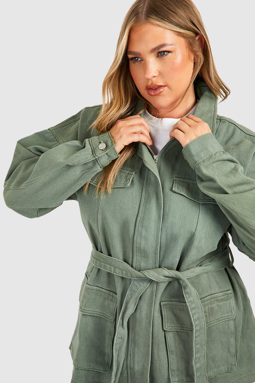 Khaki denim outlet jacket womens