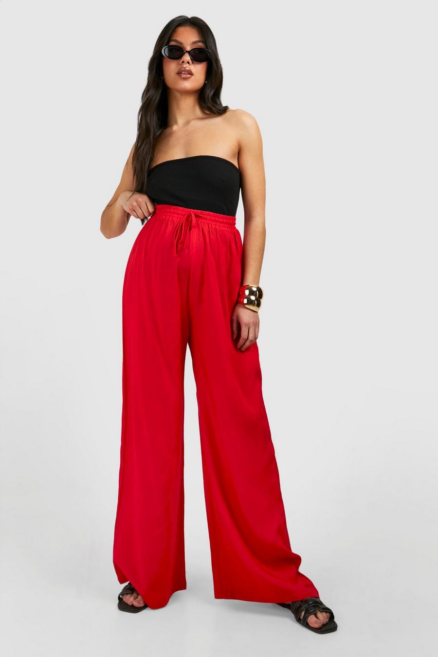 Red Maternity Linen Straight Leg Trouser