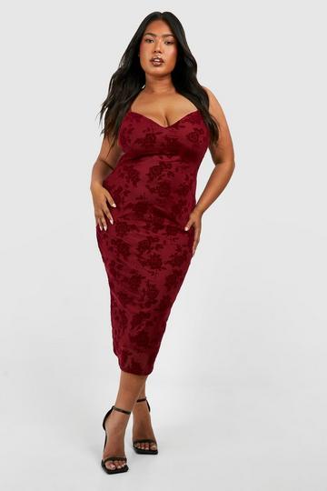 Plus Strappy Midi Dress berry