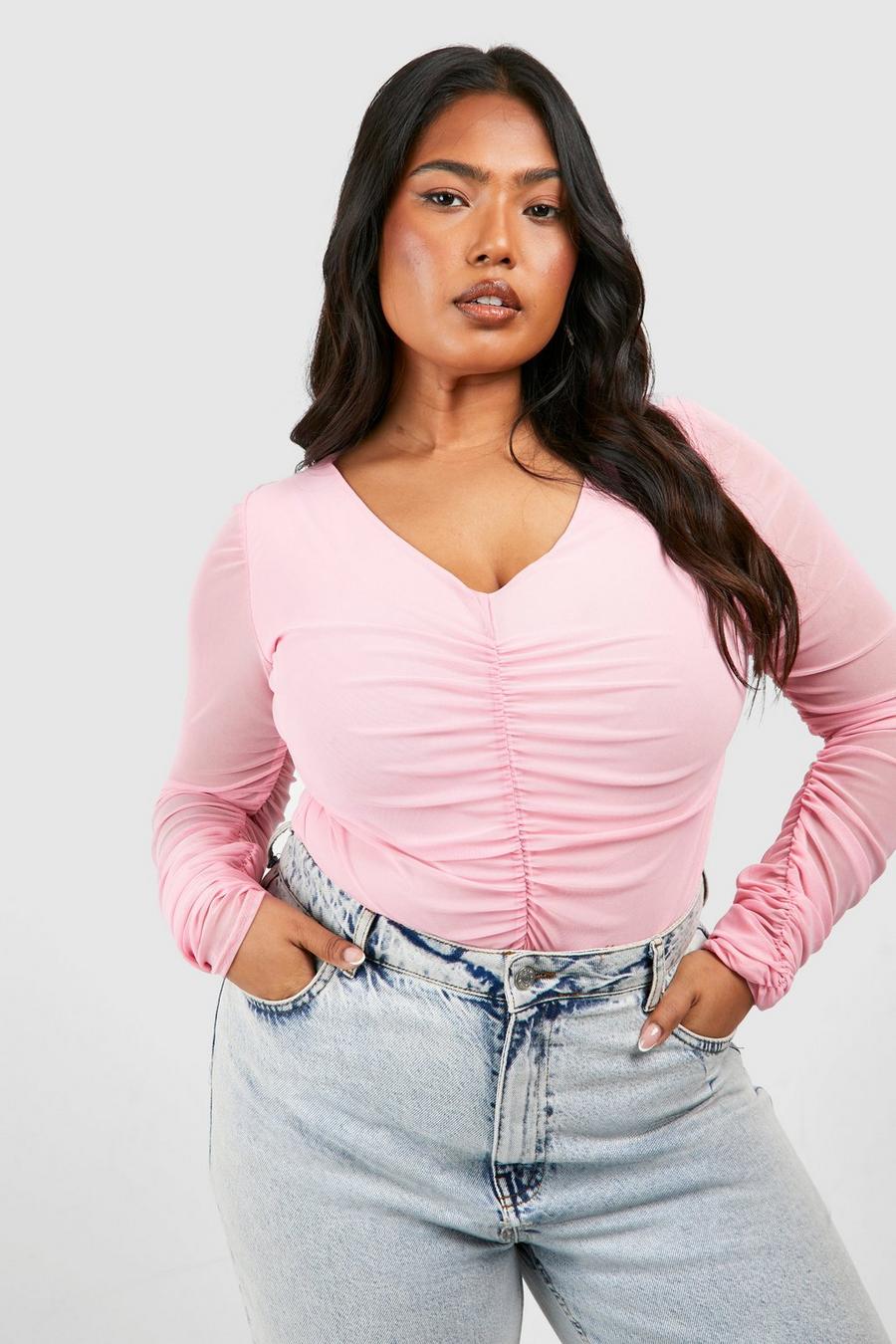 Body Plus Size in rete, Pink image number 1