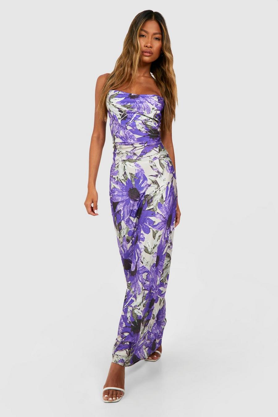 Purple Floral Maxi Slip Dress image number 1