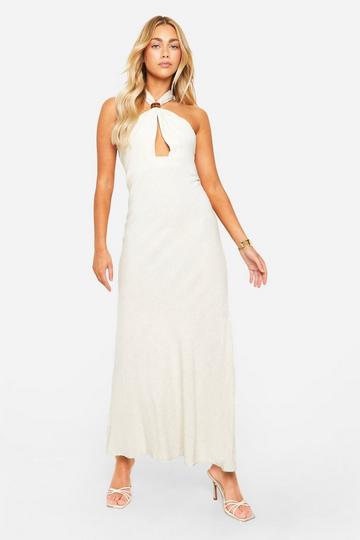 Linen Halter Maxi Dress neutral