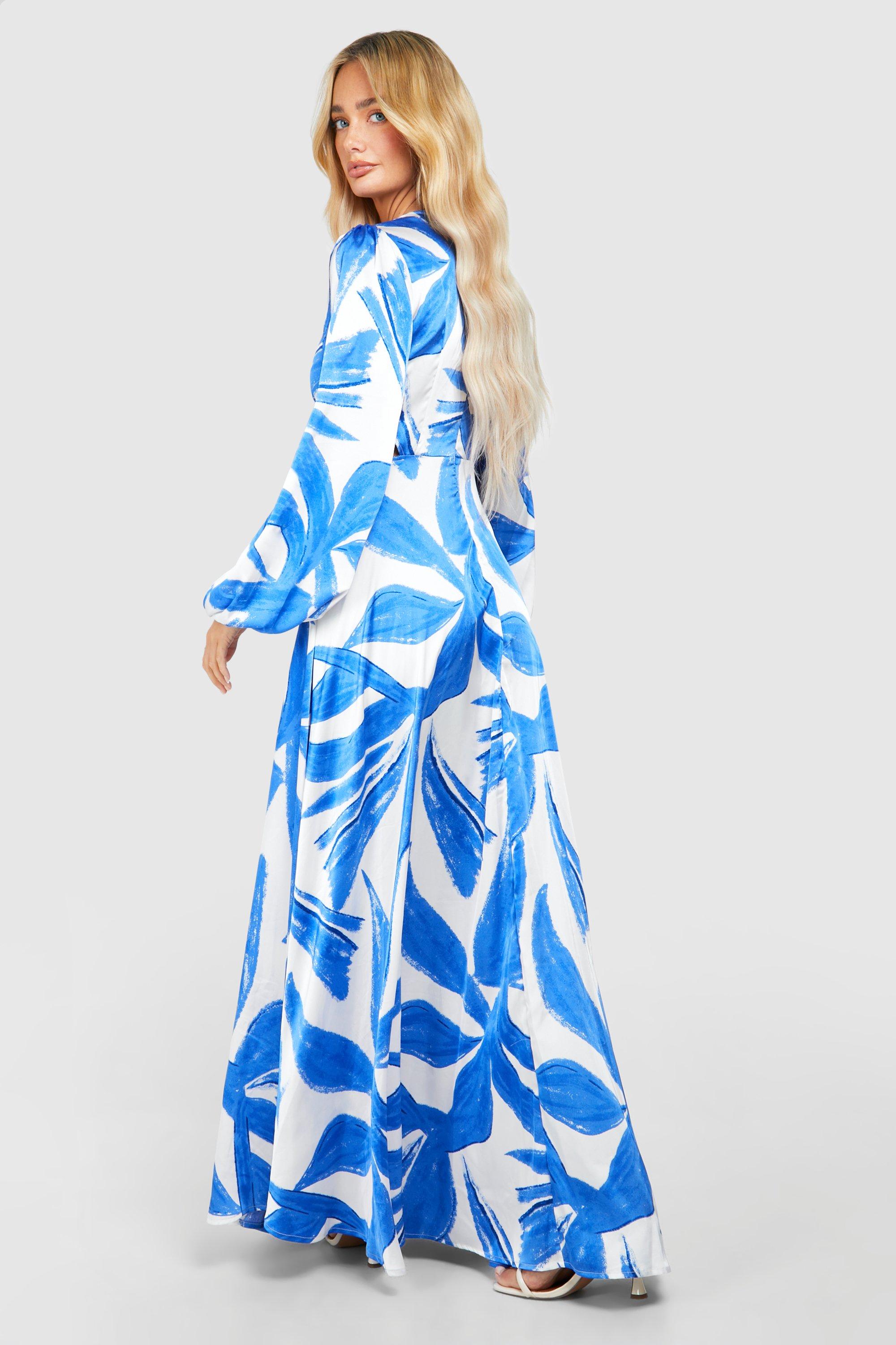 Abstract Print Cut Out Ring Detail Maxi Dress | boohoo USA