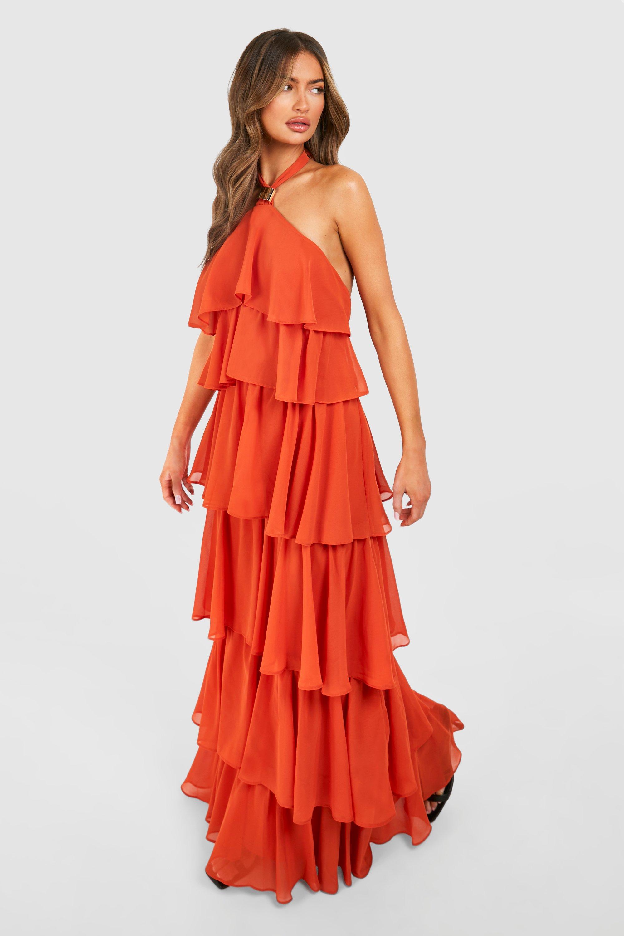 Orange boohoo dress best sale