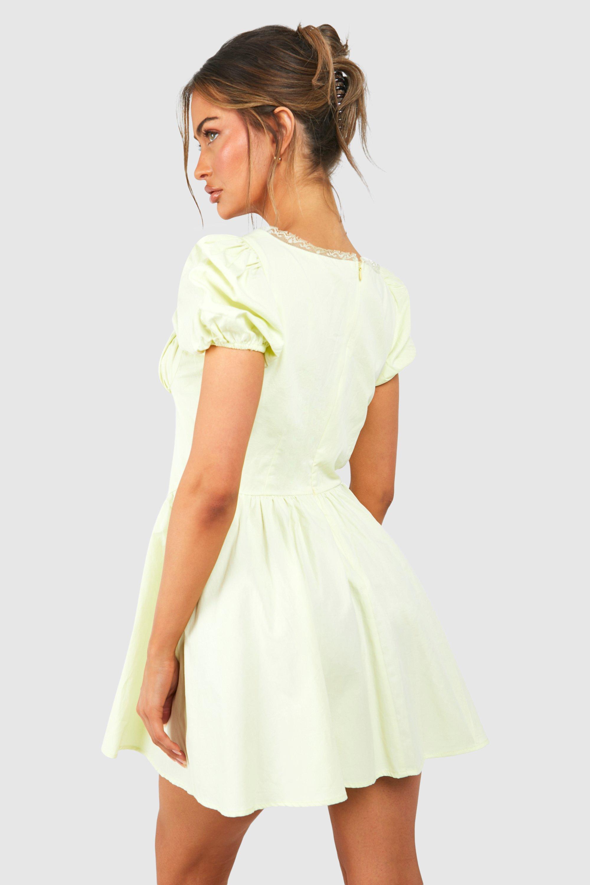 Puff Sleeve Milkmaid Mini Dress | boohoo USA
