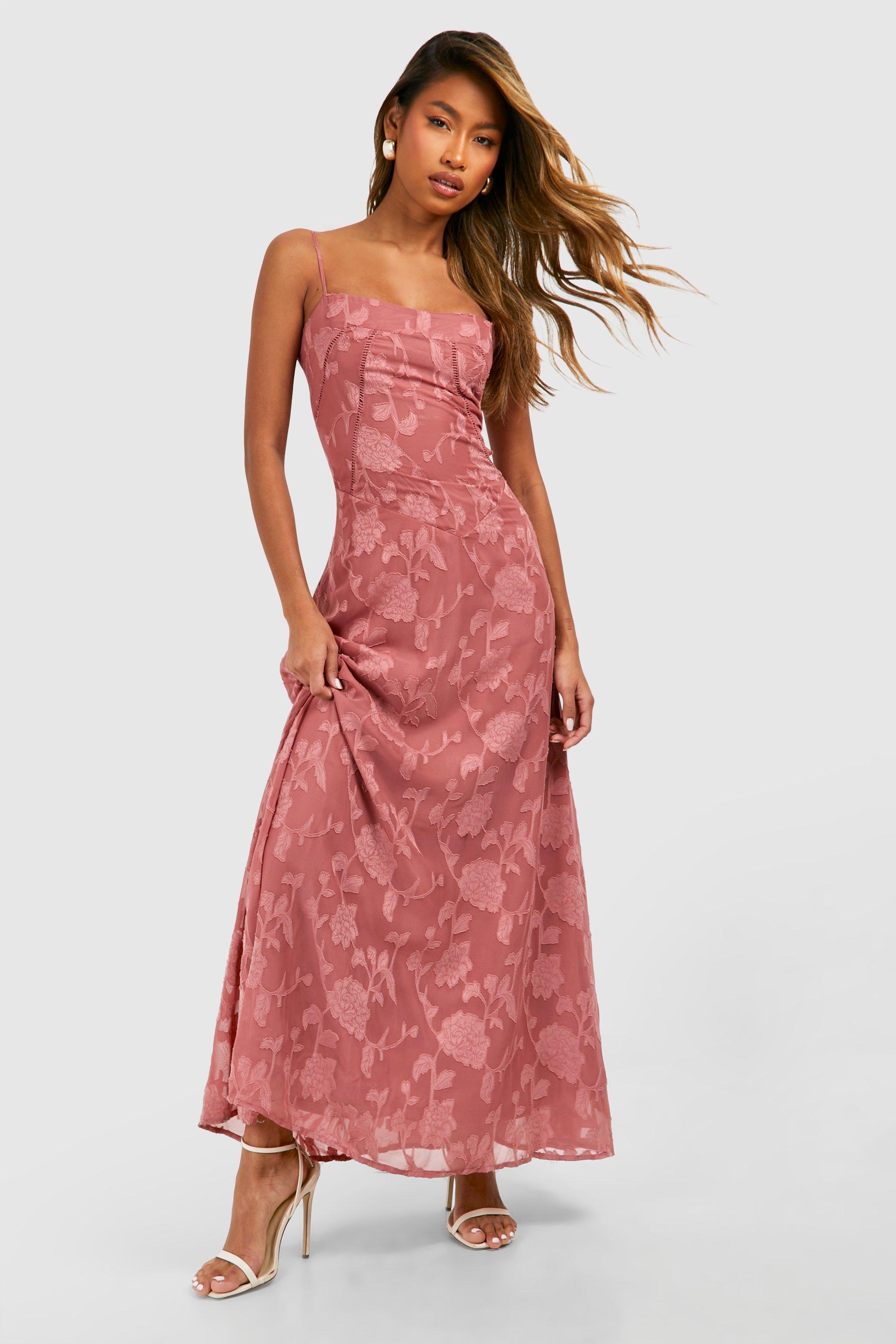 Floral Textured Panelled Maxi Dress