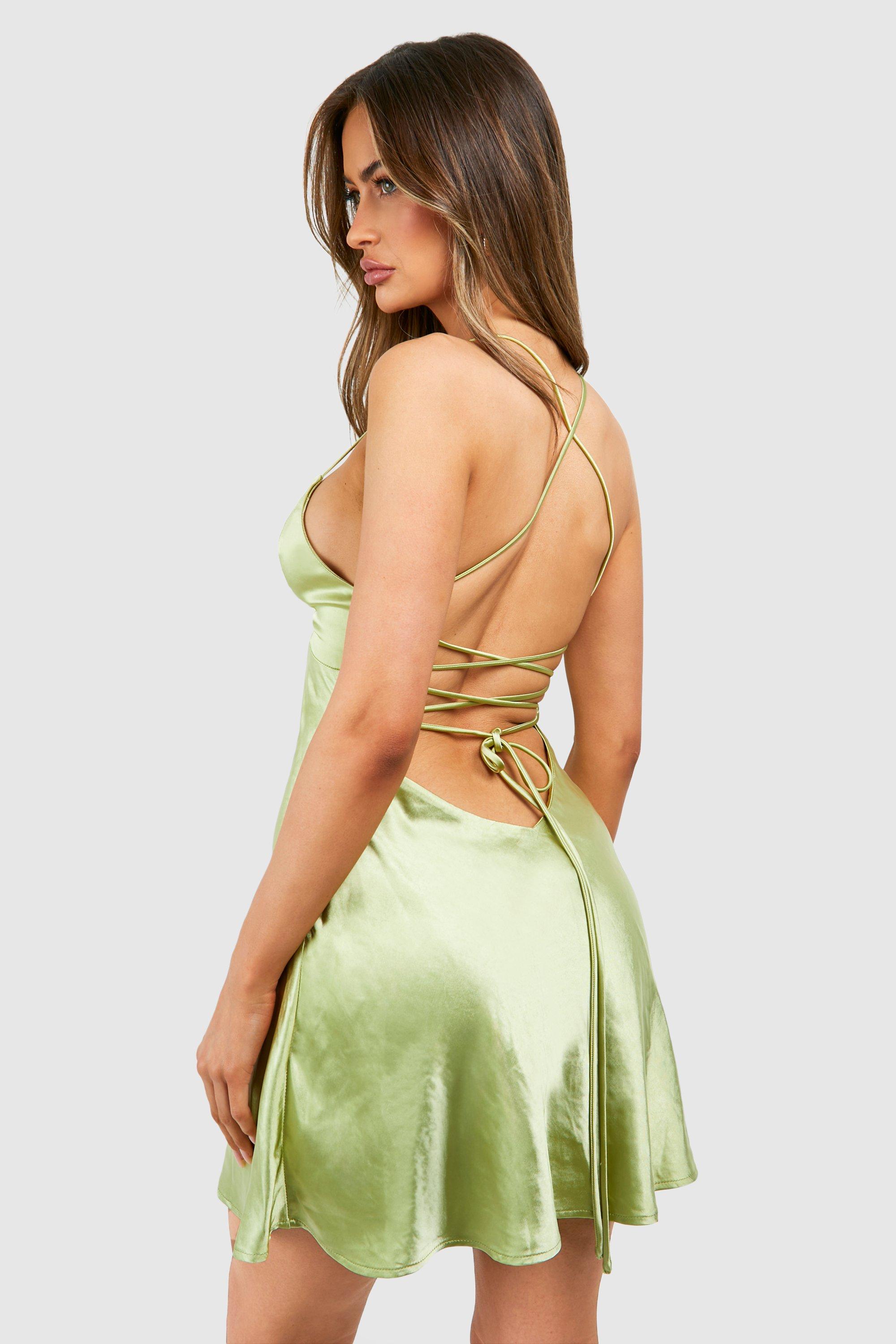 Backless mini slip dress hotsell