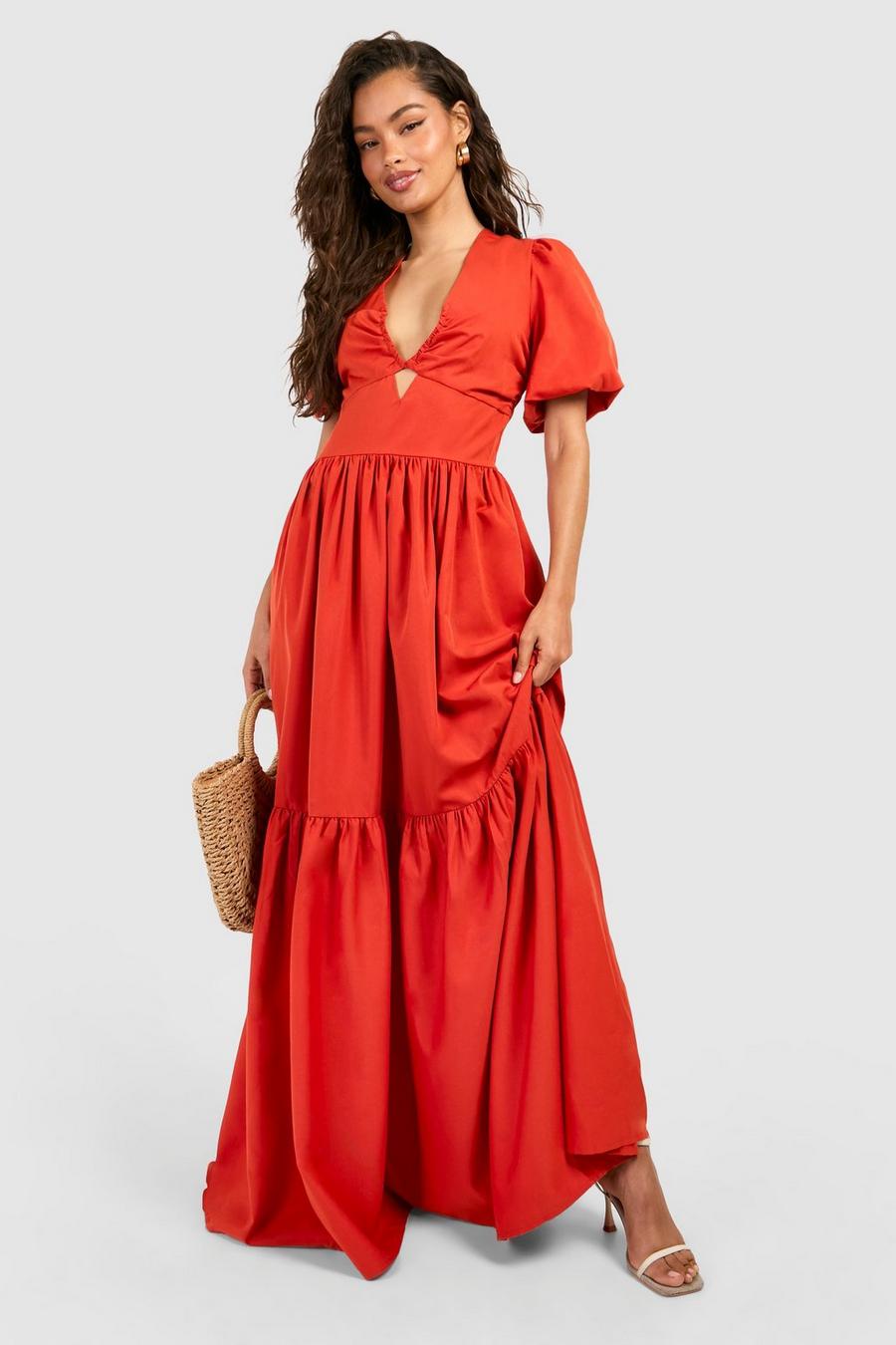 Rust Tiered Maxi Dress image number 1