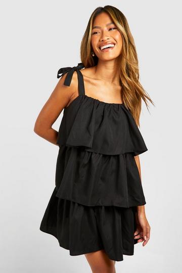 Tiered Mini Dress black