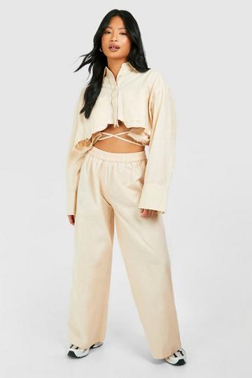 Stone Beige Petite Elasticated Waistband Trouser