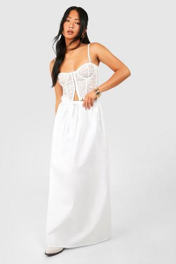 White Petite Cotton Poplin Maxi Skirt