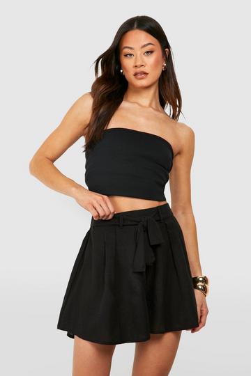 Tall Woven Tie Belted Flippy Short black