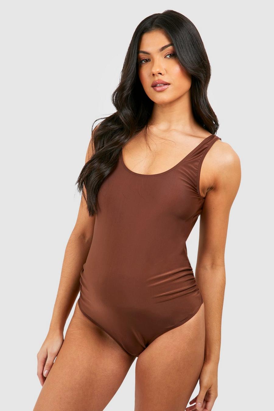 Chocolate Maternity Scoop Neck Swimsuit