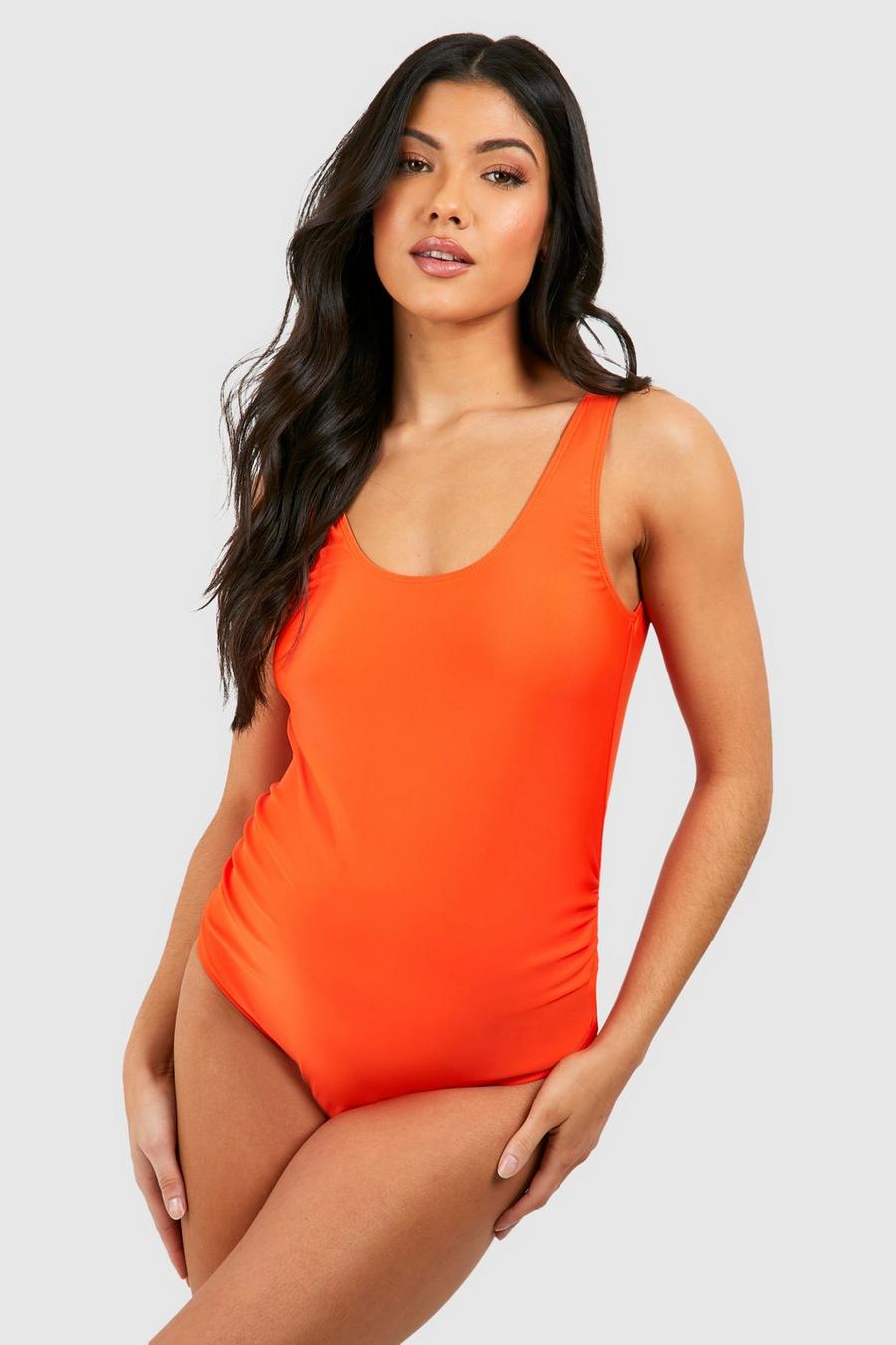 Orange Maternity Scoop Neck Swimsuit image number 1