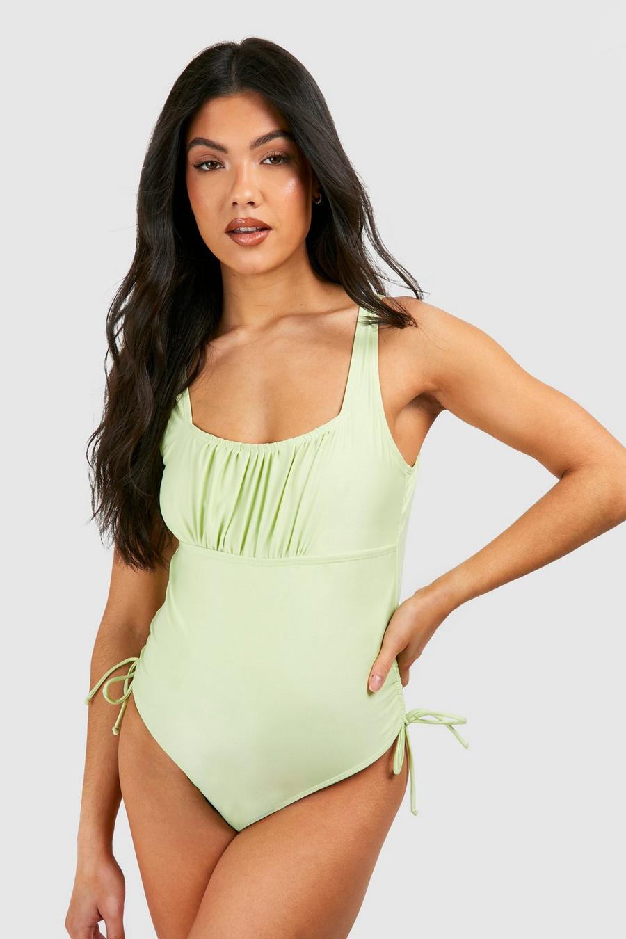 Sage Maternity Ruched Front Tie Side Swimsuit image number 1