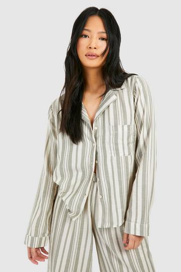 Petite Stripe Button Up Shirt stone