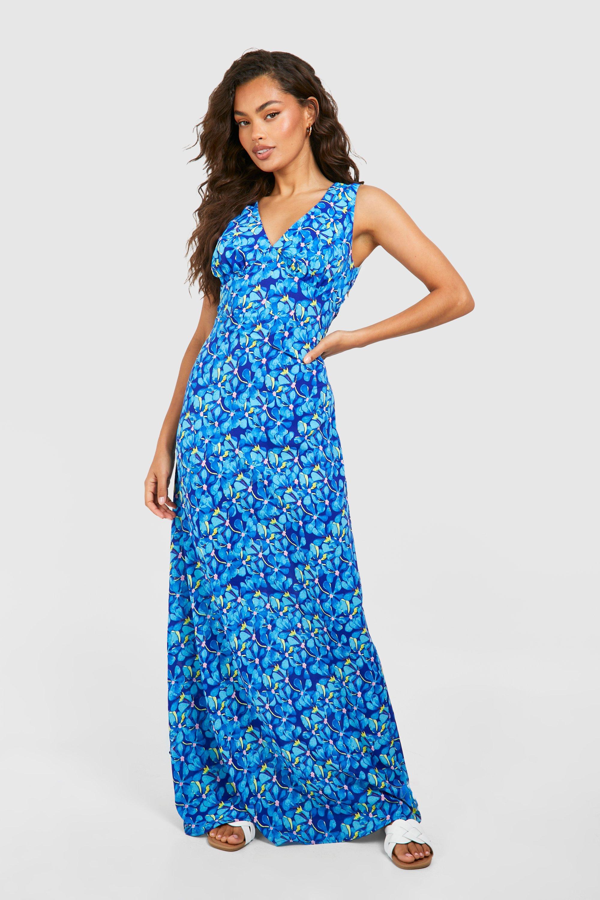 Floral plunge maxi dress shops