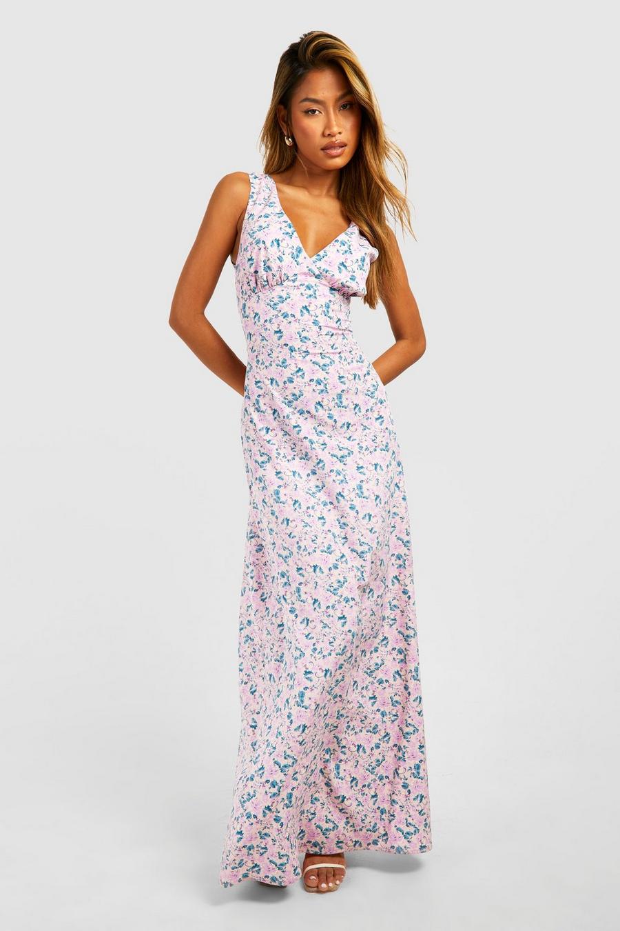 Lilac Floral Plunge Maxi Dress Easy image number 1