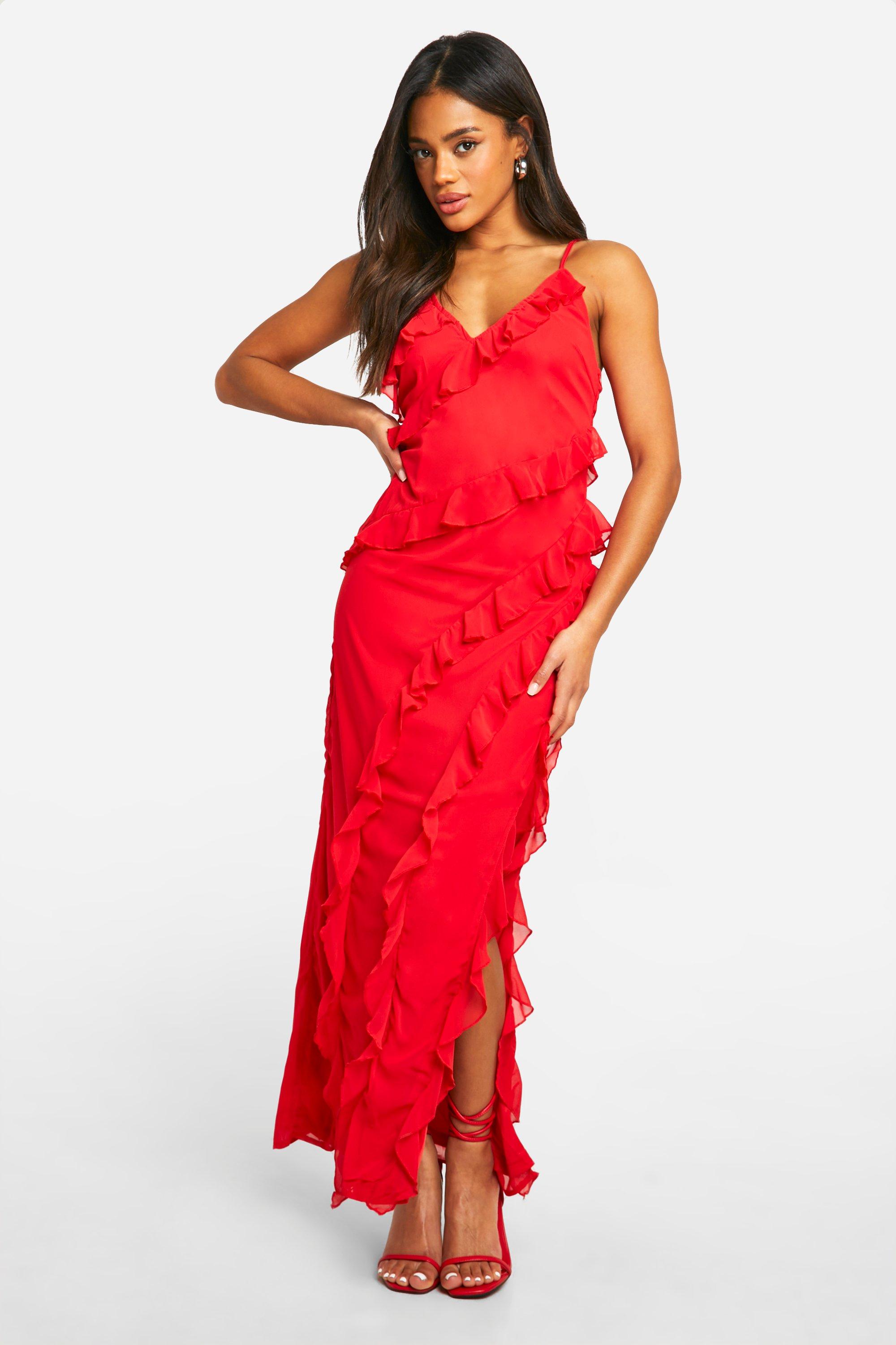 Ruffle Chiffon Maxi Dress boohoo