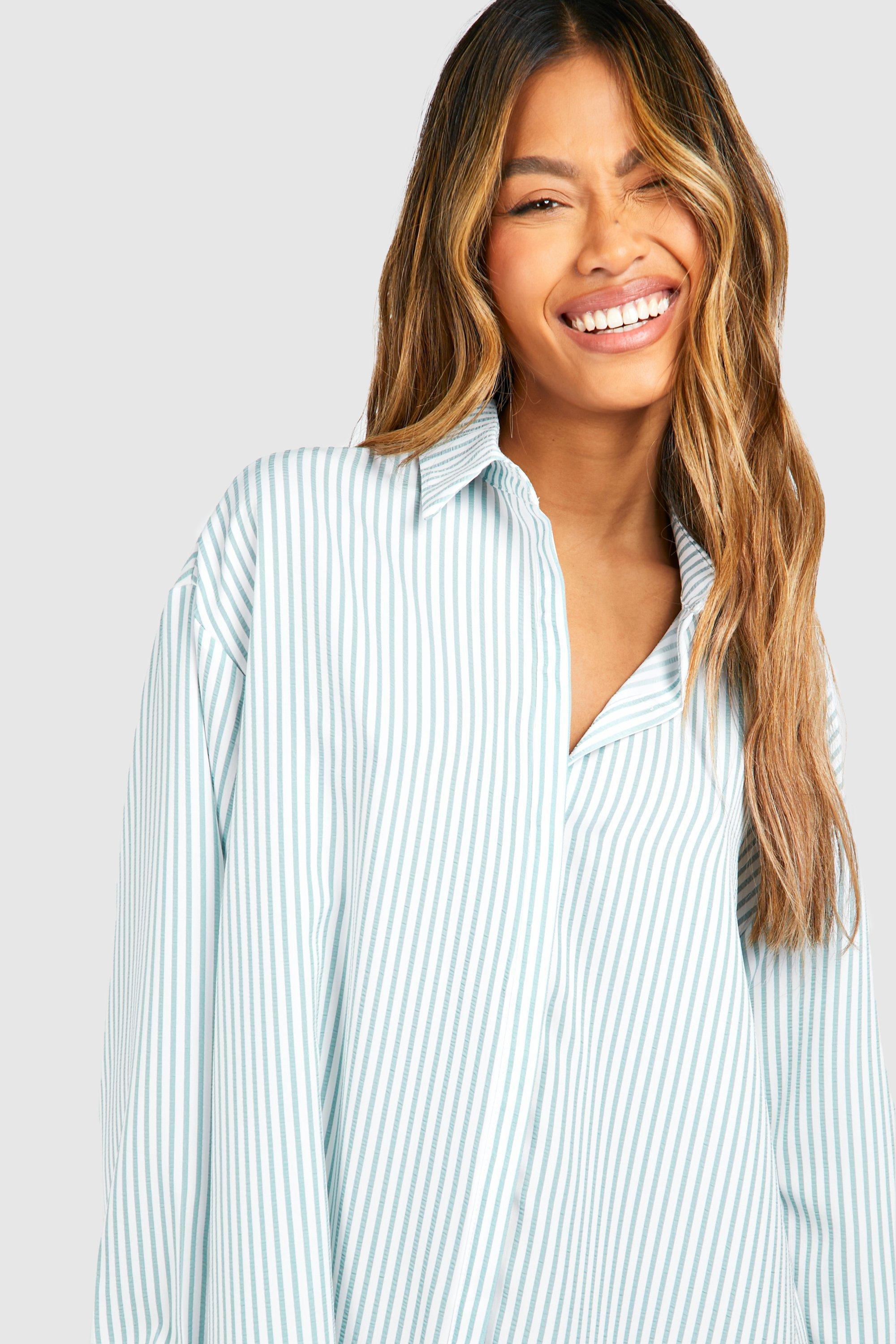 Stripe Dropped Shoulder Shirt Dress | boohoo
