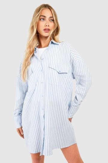 Stripe Oversized Shirt Dress blue