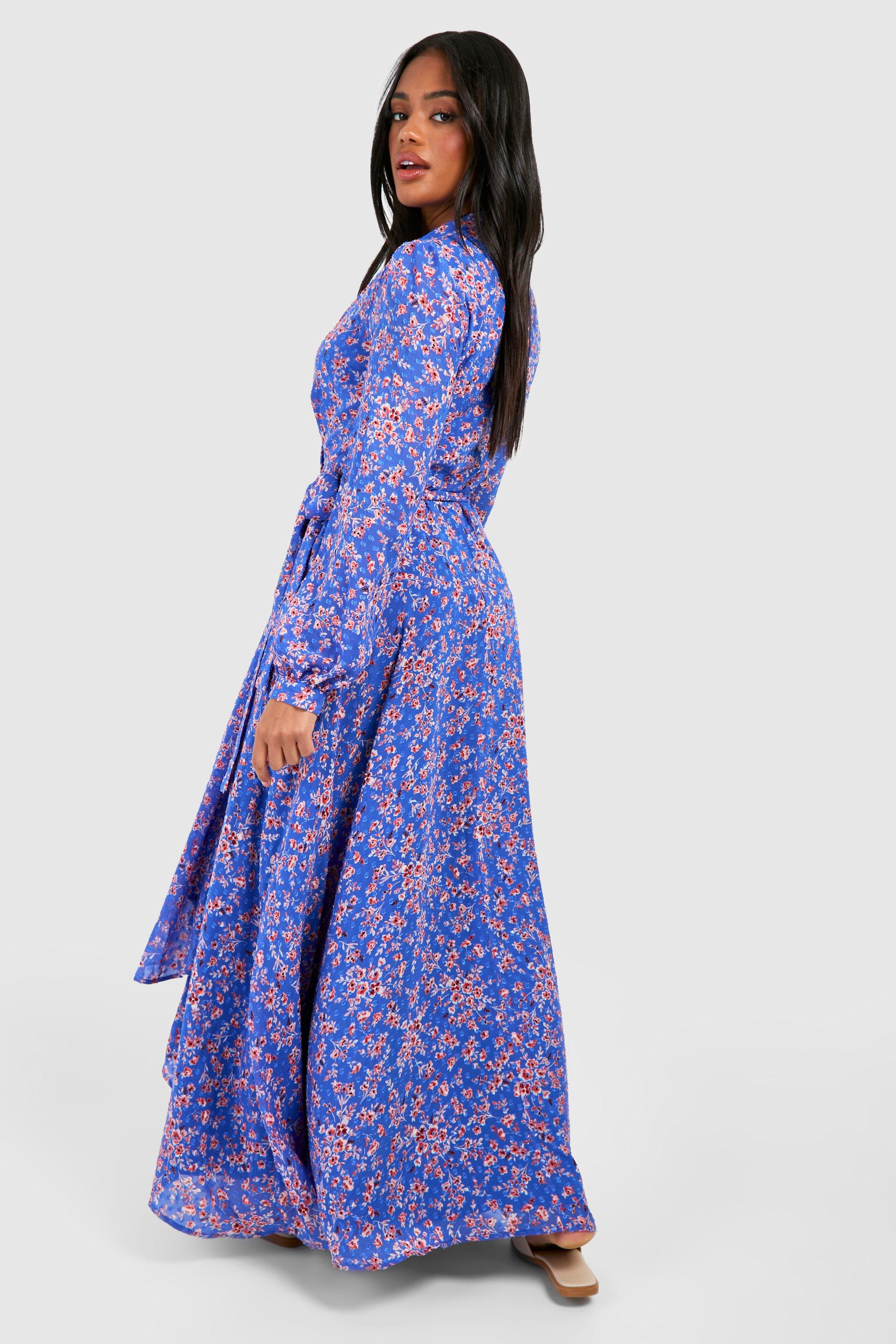 Floral Wrap Belted Maxi Dress