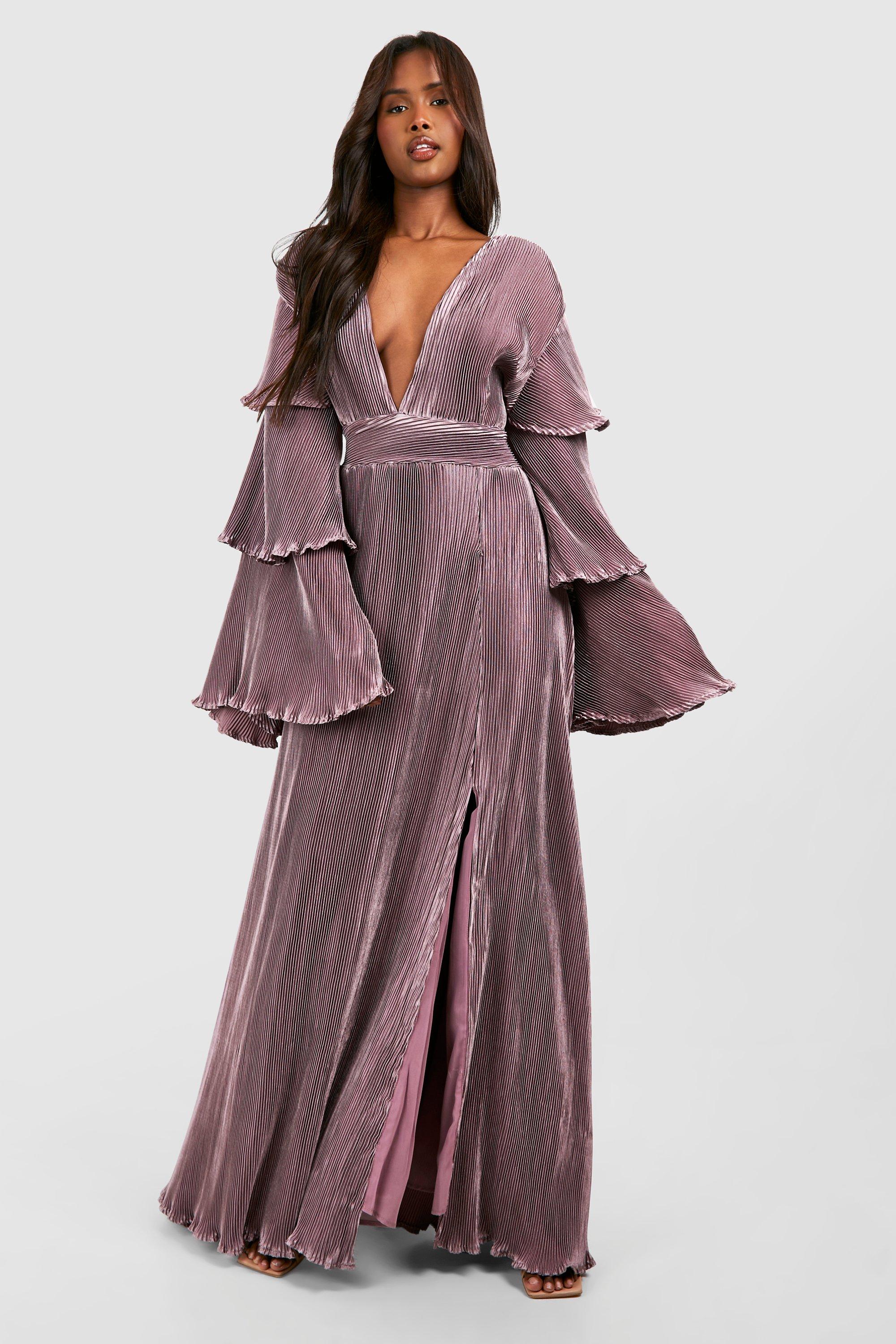 Maxi dress with ruffle 2024 sleeves