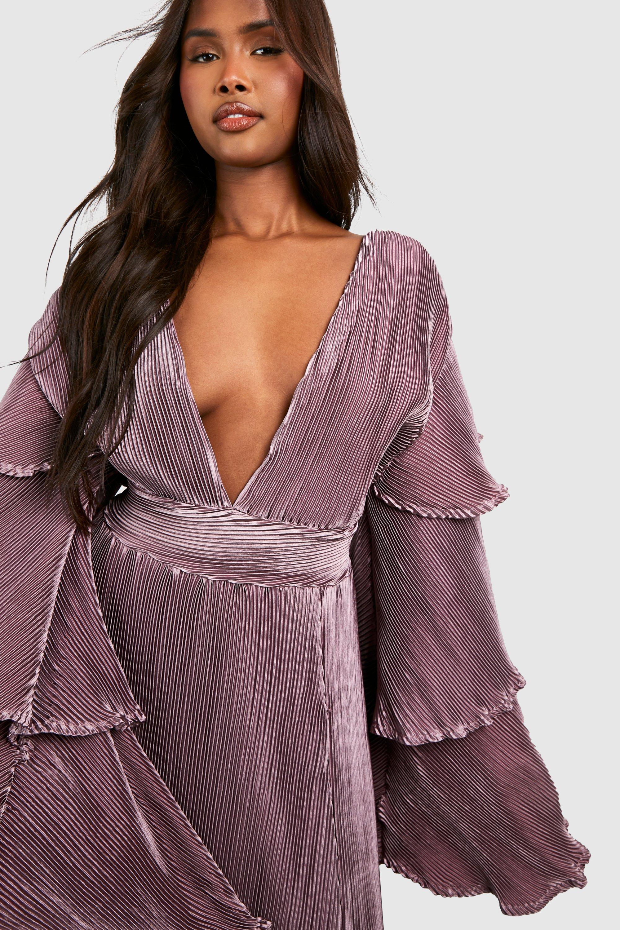 Layered Ruffle Sleeve Maxi Dress boohoo