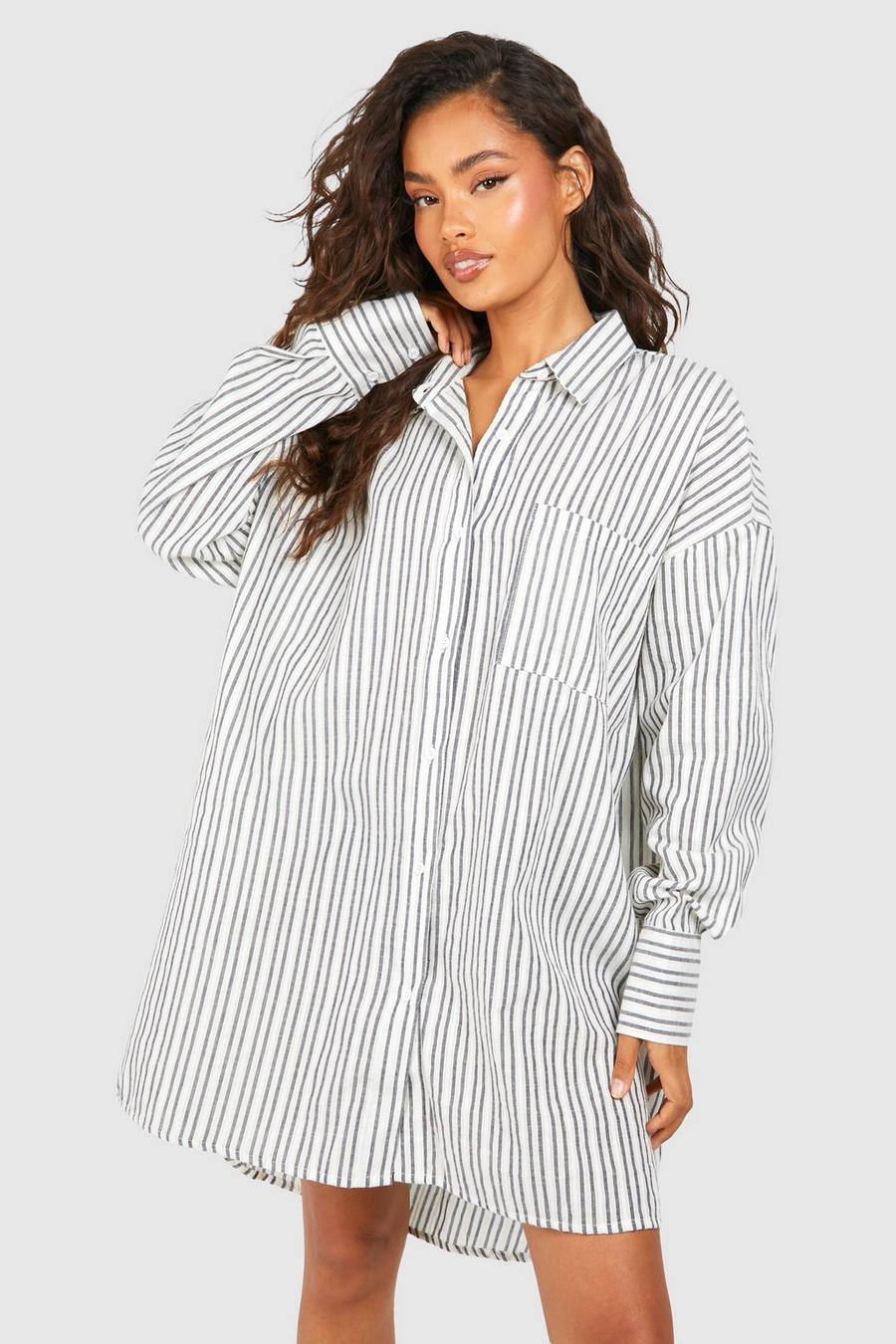 Black Stripe Ultimate Oversized Shirt Dress image number 1
