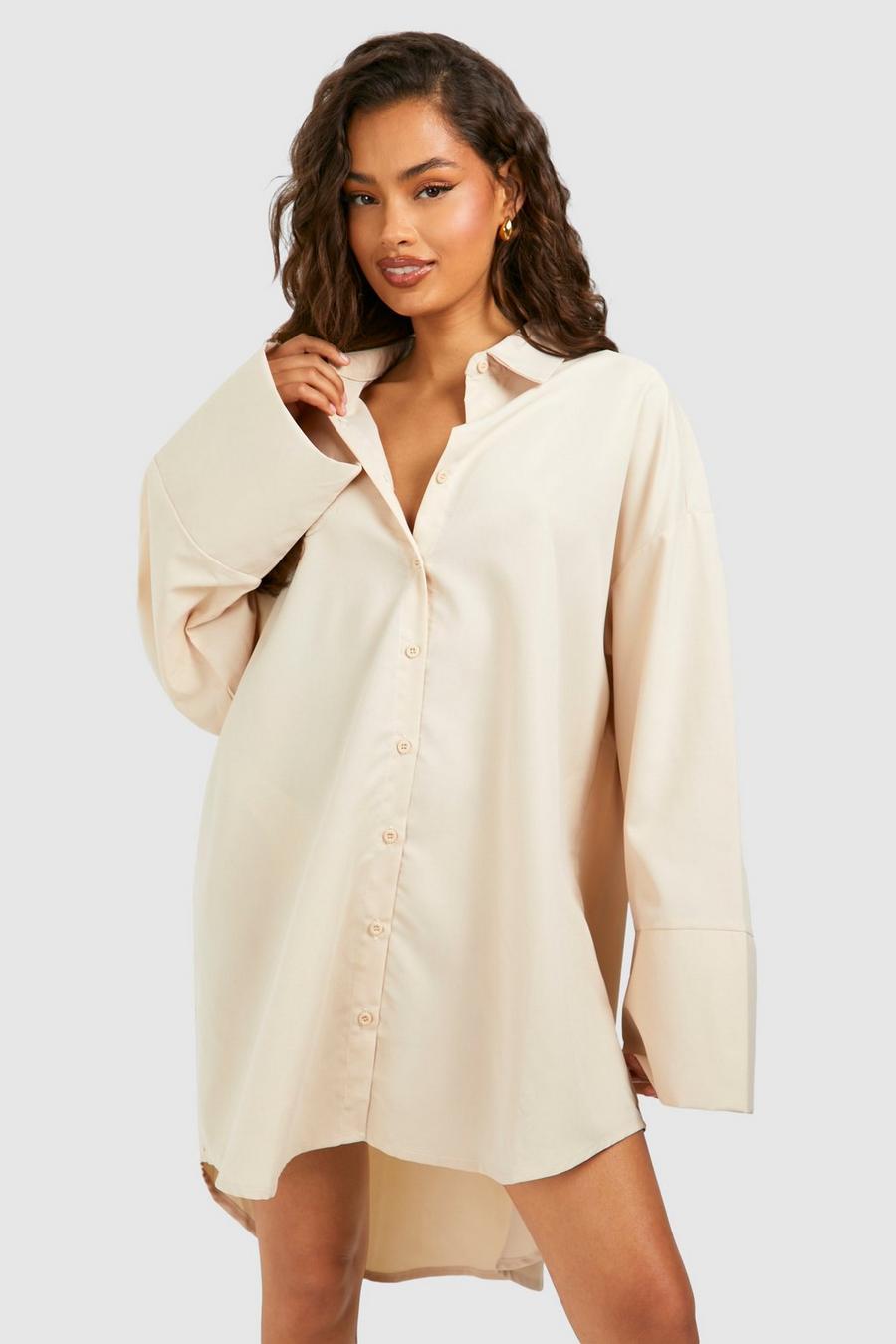 Robe chemise oversize à manches larges, Stone image number 1