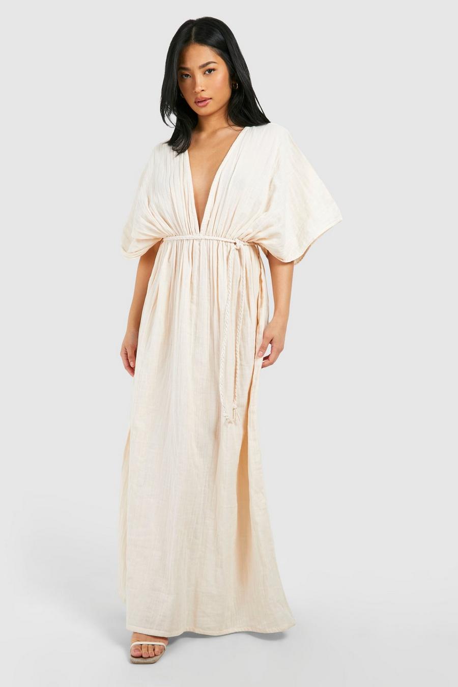 Stone Petite Cheesecloth Robe Tie Maxi Dress image number 1