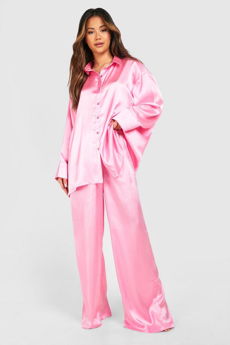 Pinkes Oversize Pyjama-Set, Pink image number 1