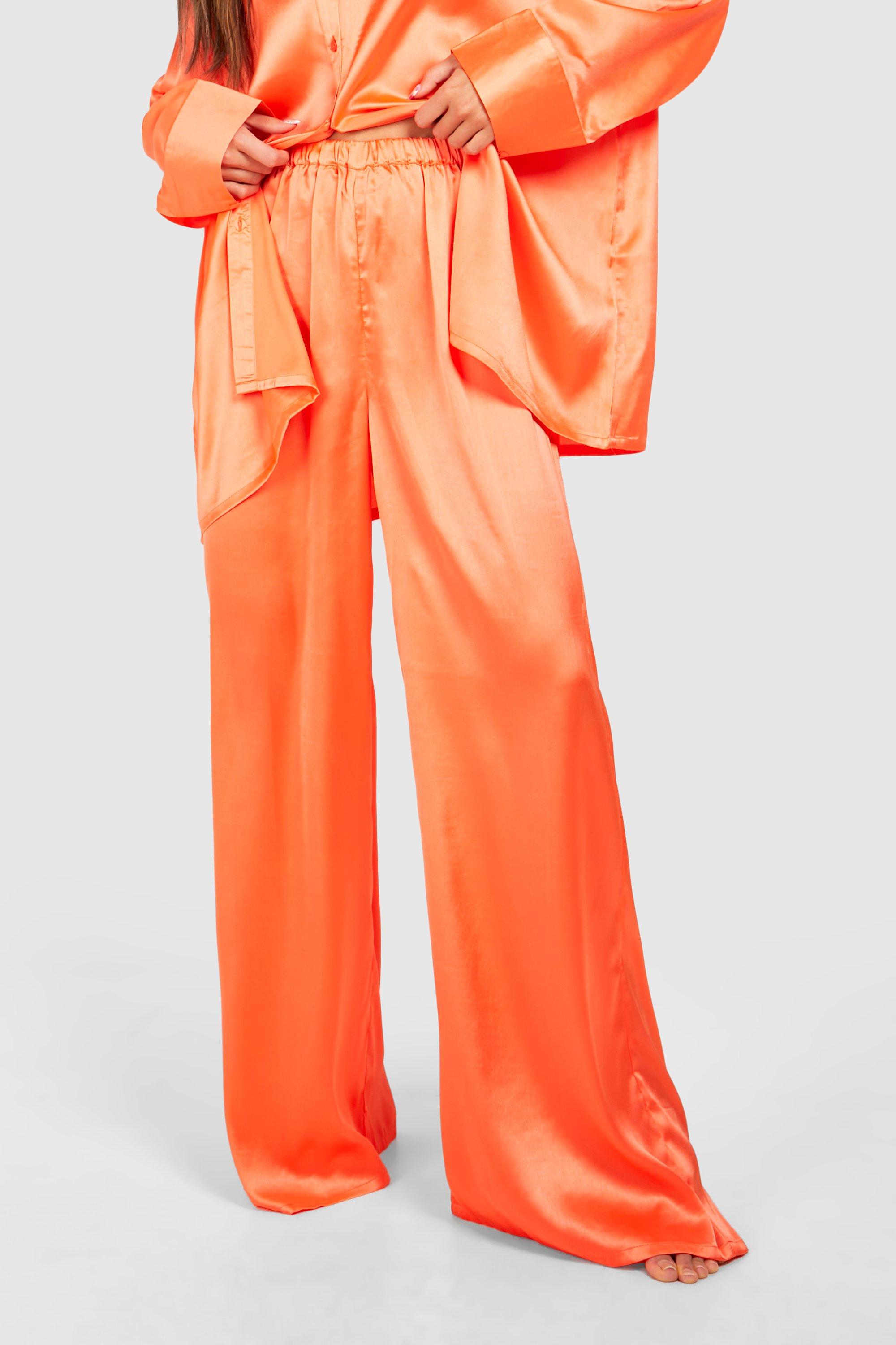 Orange silk pajama set sale