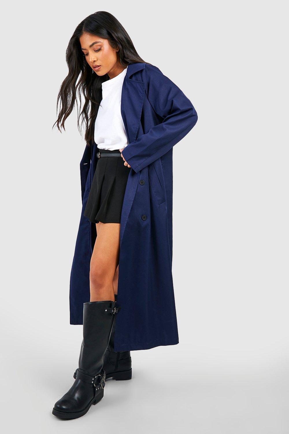 Petite navy trench on sale coat