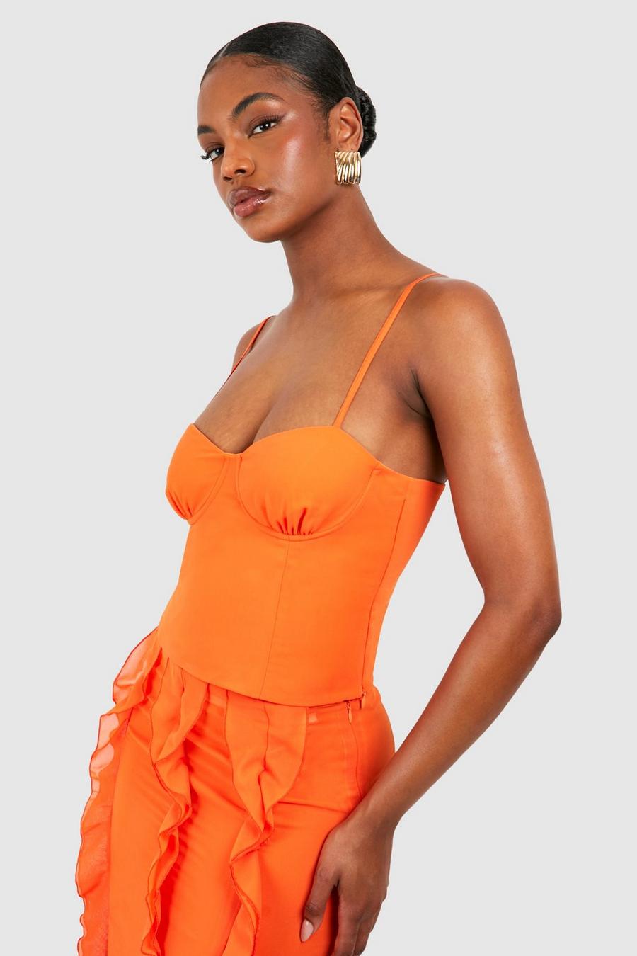 Top a corsetto Tall in chiffon, Orange image number 1