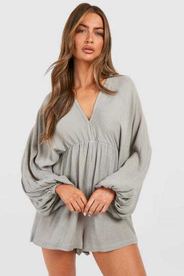 Stone Beige Cheesecloth Batwing Playsuit