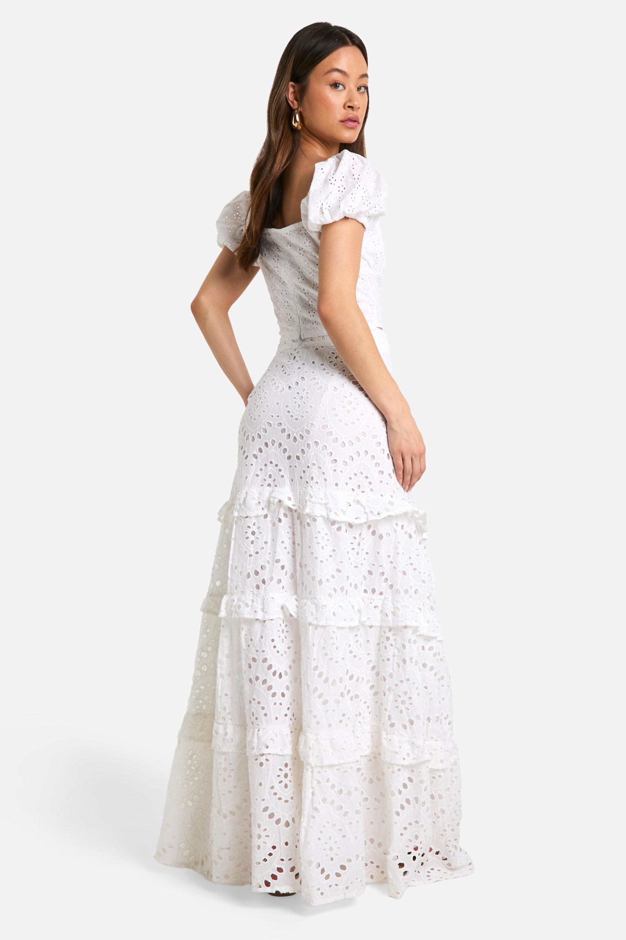 Tall Eyelet Tiered Maxi Skirt | boohoo USA Tall Eyelet Tiered Maxi Skirt | boohoo USA
