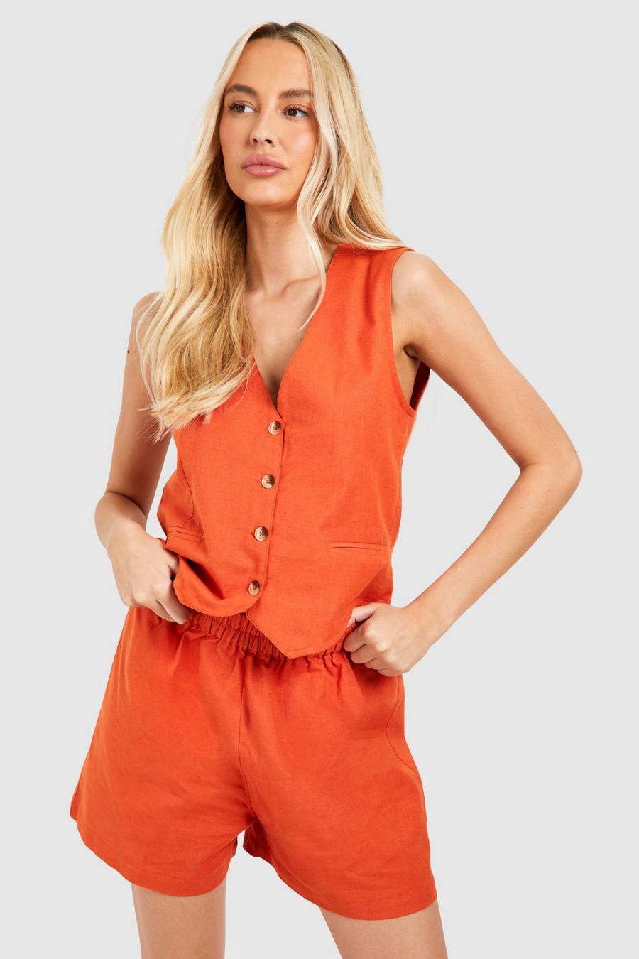 Rust Tall Vest And Shorts Two-Piece