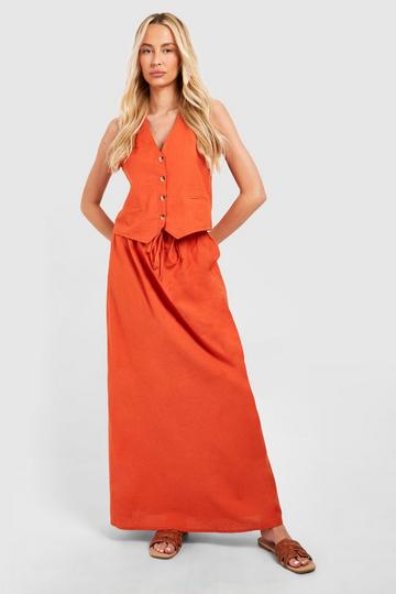 Tall Linen Look Midaxi Skirt rust