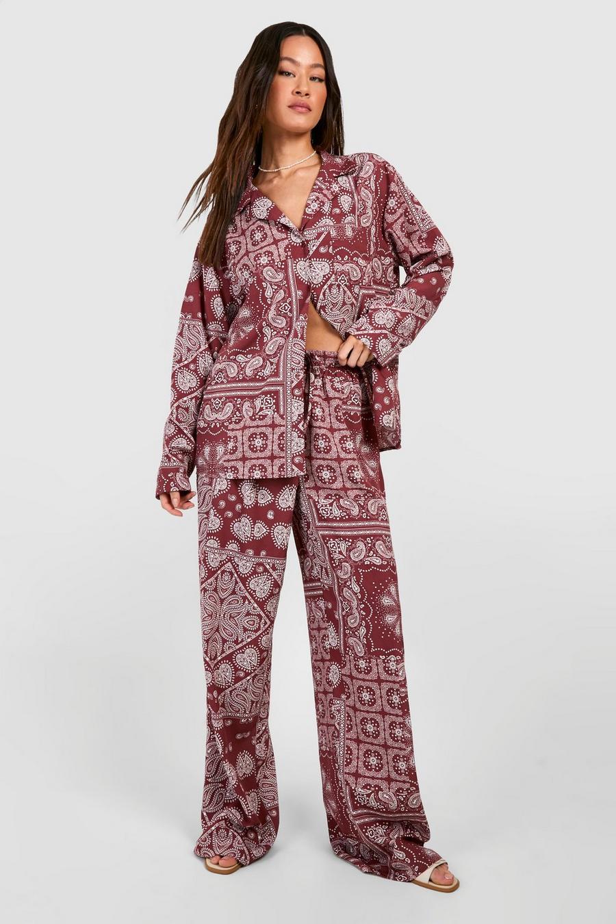Rust Tall Paisley Shirt And Pants Co-Ord image number 1