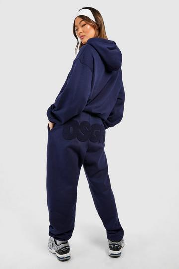 Dsgn Studio Bubble Towelling Applique Oversized Track Pants navy