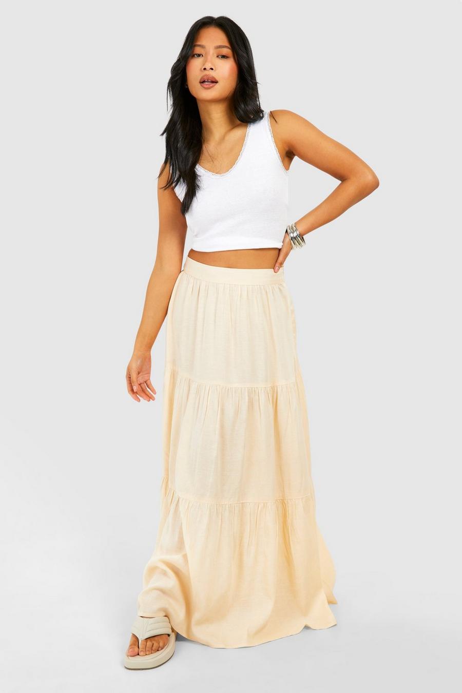 Stone Petite Tiered Maxi Skirt  image number 1
