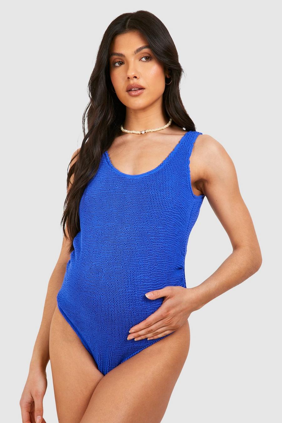 Electric blue Maternity Crinkle Scoop Neck Swimsuit