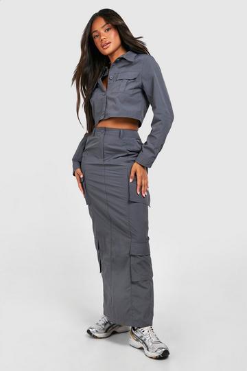 Parachute Cargo Maxi Skirt charcoal